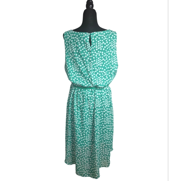 Voir Voir Women's Belted Polka Dot Sleeveless Dress - Green, Size 16 - Picture 4 of 9